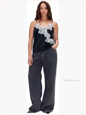 Silk Blend Camisole with Lace Details Adjustable Straps